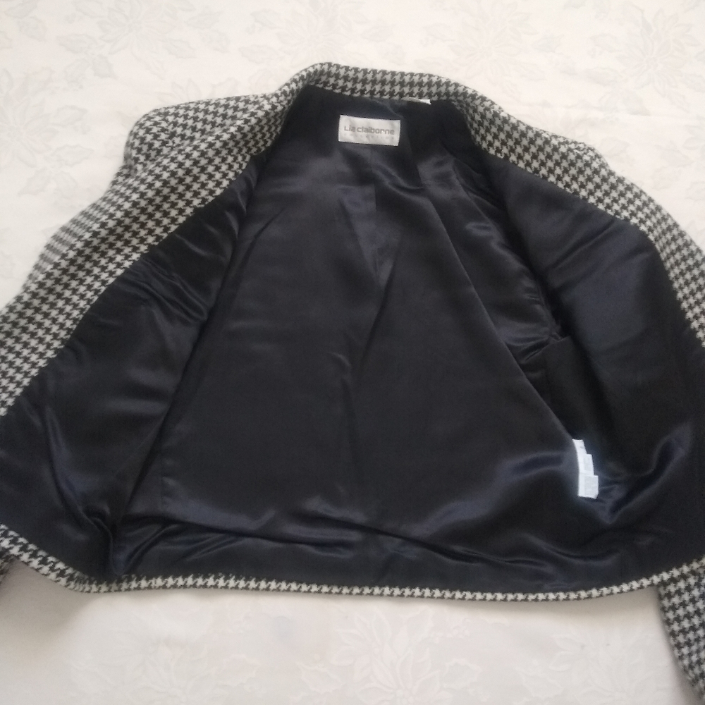 Cropped Double Breasted Jacket Wool Blend Gingham… - image 8